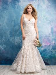 Allure Women S Style W430 Fit And Flare Sheath Wedding Dress With Lace And Beaded Details Womens Wedding Dresses Allure Bridal Fit And Flare Wedding Dress