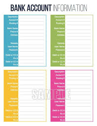 Bank Account Information Printable Fillable Personal Etsy Personal Finance Organization Financial Printables Financial Binder