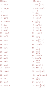 I Have Who Has Cards Studying Math Math School Precalculus