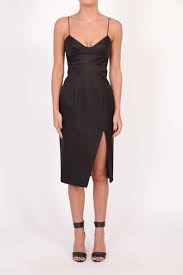 Little Black Dress With Thigh Split By Nicholas The Label Little Black Dress Bustier Dress Dresses