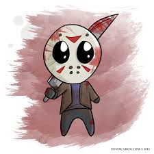 Chibi Jason Voorhees Horror Movie Art Cartoon Painting Mini Canvas Art