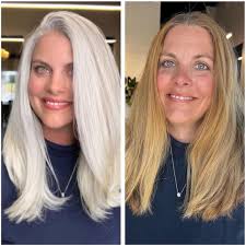 Color analysis is your ultimate guide for clothing, makeup, accessories,  and HAIR. Witness the remarkable makeover of @houseofcolour_karenblanc's  client, who embraced Karen's advice and transitioned to platinum blonde to  complement her summer