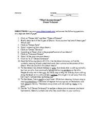 Psychology Dream Analysis Webquest By Lazteach Tpt