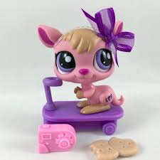 Littlest Pet Shop Rare Pink Kangaroo 1913 W Purple Eyes Scooter Accessories