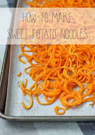 How To Make Sweet Potato Noodles Recipe Sweet Potato Noodles Veggie Noodles Recipes Spiralized Sweet Potato