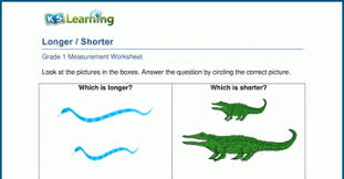 grade 1 length worksheets which object is longer or shorter k5 learning cubeforteachers cube for teachers
