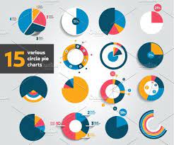 15 various circle pie charts chart design chart infographic graph design