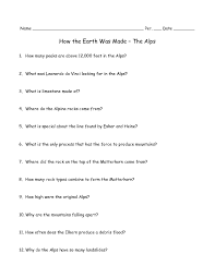 There's no doubt at all that the earth is getting warmer. How The Earth Was Made The Alps Worksheet For 5th 6th Grade Lesson Planet