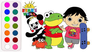 Welcome to children's world !!! How To Draw And Color Ryan World Ryan Combo Panda Gus The Gummy Gator And Moe Youtube