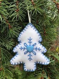 Handmade Felt Christmas Tree Decoration Ornament Hanging Decor Scandinavian Nordic Inspired Set Of Four 4 Heart Star Bauble Tree Felt Christmas Tree Decorations Felt Christmas Ornaments Felt Christmas