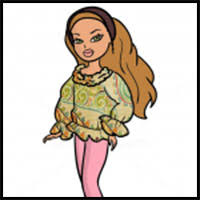 These are teenage girls with big eyes, big head and slender body. How To Draw Bratz Dolls Cartoon Characters Drawing Tutorials How To Draw Bratz Girls Lessons Step By Step Techniques For Cartoons Illustrations