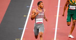 He is the first canadian sprinter to win three medals at a single olympics event. R1lls2zdue5zim