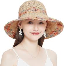 Sandy Ting Women Straw Hat Wide Brim Beach Sun Cap Foldable Natural Paper  Travelling UV Protection at Amazon Women’s Clothing store