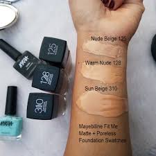 Maybelline fit me foundation offers 14 shades to choose from. Maybelline Fit Me Foundation Nude Beige 125 Warm Nude 128 Sun Beige 310 High On Gloss