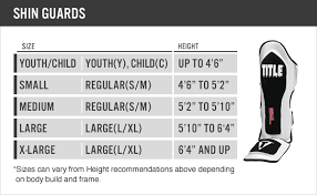 size chart shin guards asd pro shop