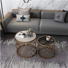 The dilwyn nest of two coffee tables has an industrial yet modern feel. Round Marble Small Nest Coffee Tables 2pcs Pack 60cm 23 50cm 20 Diameter Table 55cm 45cm High Coffee Tables Aliexpress