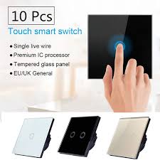 Werkzeug und baumaterial für profis und heimwerker. 10 Pcs Smart Home Eu Uk Standard 1 2 3 Gang 1 Way Tempered Glass Touch Screen Wall Light Touch Switch Panel Wish
