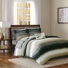 Bedsure full queen comforter set 8 piece bed in a bag stripes seersucker soft lightweight down alternative light green bedding set 88x88 inch 4.5 out of 5 stars 2,978 $59.99 $ 59. Olive Green Brown White Native Southwest Queen Comforter Set 9 Piece Set Ebay
