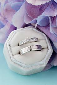 White Gold Wedding Bands With Natural Diamonds Couple Rings Etsy White Gold Wedding Bands Diamond Wedding Sets White Gold Wedding Rings