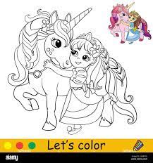 Livre de coloriage princesse poney Banque d'images vectorielles - Alamy