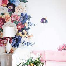 Two Ways Vintage Flower Decal Colorful Decor Shabby Decor Wallpaper Decor