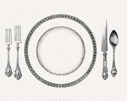 Black And White Plates Clipart Table Manners Printable Placemat For Children Elegant Vintage Clipart