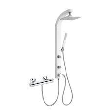 Shower Column Panel Rain Shower Massage Thermostatic Tap White Sanlingo
