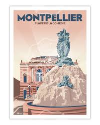 Choisissez votre lieu, votre date et. Poster 50x70 Marcel Montpellier Place De La Comedie Size 30 X 40 Cm