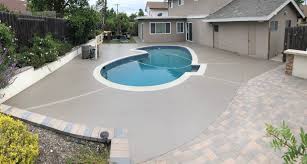 An acid wash is a mostly cosmetic procedure for a pool surface used to remove staining that is similar to skin exfoliation. Stained Concrete Pool Deck Camarillo Ca C N Decorative Concrete