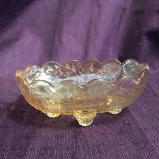 1950s Jeanette Floragold Footed Candy Dish Louisa Pattern Carnival Glass Oval Dish Usa Shipping Is On Us At Every Carnival Glass Glass Dishes Antique Dishes