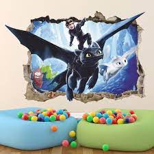 How To Train Your Dragon 3d Wall Decal Toothless Light Fury Hiccup Wall Sticker Removable Vinyl Sticker 3d Wall Decals How Train Your Dragon Wall Decals