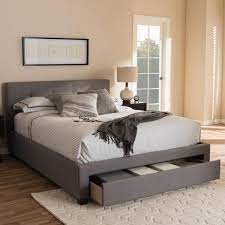 It has beautifully engineered headboard, footboard and wood slats remember, upholstered beds with storage space make an ideal option as you can have enough space to keep your stuff inside. Baxton Studio Brandy Contemporary Gray Fabric Upholstered King Size Bed With Storage 28862 7317 Hd The Home Depot