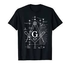 Mens Structure Of Freemasonry Square And Compass Diagram T Shirt