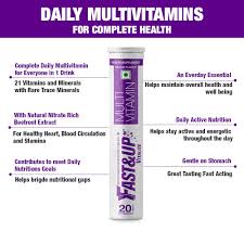 Fast Up Vitalize Mutivitamin Supplements One Daily With Natural Beetroot Extract For Men And Women 60 Effervescent Tablets Orange Flavour