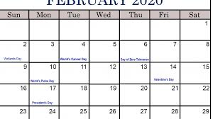 February Calendar 2020 With Holidays February Holidays Holiday Calendar February Calendar