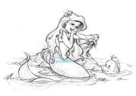 Art Of Ariel Steve Thompson Drawing And Final Disney Drawings Disney Artwork Disney Sketches