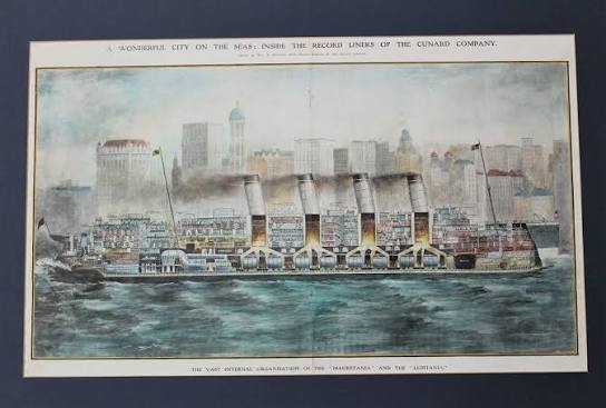 The vast internal organisation of the "Mauretania" and "Lusitania". A Wonderful City on the Seas: Inside the Record Liners of the Cunard Company. by Will B. Robinson | 1907 | The Illustrated