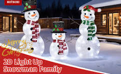 Amazon.com: 3-Piece 2D Light-Up Christmas Snowman Family Set ...