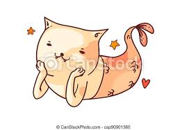 Discover thousands of premium vectors available in ai and eps formats. Fantasy Mermaid Cat Isolated Funny Mermaid Cat Fish Cartoon Character Sketch Drawing Vector Cute Smiling Fantasy Animal Canstock