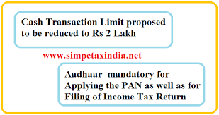 Aadhaar Mandatory For Pan And Itr Filing Cash Limit