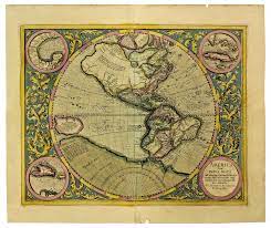 C 1615 New World Map After Mercator By Hondius America Fiue India Nova Ad Magnae Gerardi Merca New World Map Map Vintage World Maps