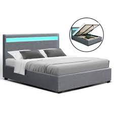 led bed frame queen size gas lift base with storage grey fabric cole led bed frame queen size bed frames bed frame