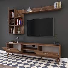 Rani A9 Duvar Rafli Kitaplikli Tv Unitesi Duvara Monte Dolapli Modern Ayakli Tv Sehpasi Ceviz M33 Living Room Tv Unit Designs Living Room Tv Unit Tv Unit Decor