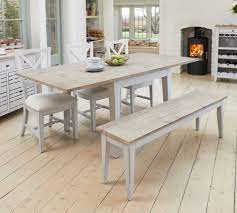 Classic & modern extending dining tables available. Baumhaus Signature Grey Painted Square Extending Dining Table With 2 Chairs And Bench Cfs Furniture Uk
