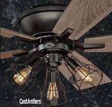 52 Edison Rustic Ceiling Fan W Industrial Cage Light Rustic Ceiling Fan Industrial Cage Light Modern Ceiling Fan