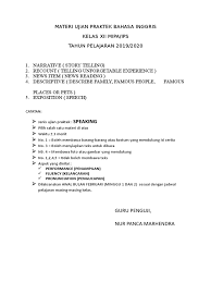 Saya joko salim dari kelas dua belas ips 1 nomer absen 27. Materi Ujian Praktek Bahasa Inggris Tahun 2020