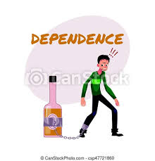 Template of identity for beer restaurant, cafe, bar. Unshaven Man With Hand Chained To Liquor Bottle Alcohol Dependence Financial Dependence Poster Banner Template With Man Canstock