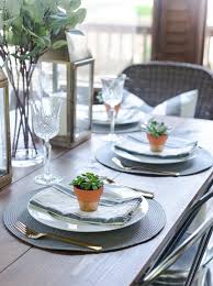 You can easily wipe this plastic table cloth clean and reuse it! Summer Table Setting In Gray White Gold It All Started With Paint