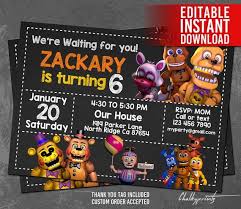 Bienvenido A Chalkyprintz Descargar Y Editar Nuestras Plantillas Imprimibles Ahora No Five Nights At Freddy S Birthday Invitations Pig Birthday Invitations