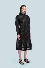 Black Transparent Organza Shirt Dress Finch Designer Clothing